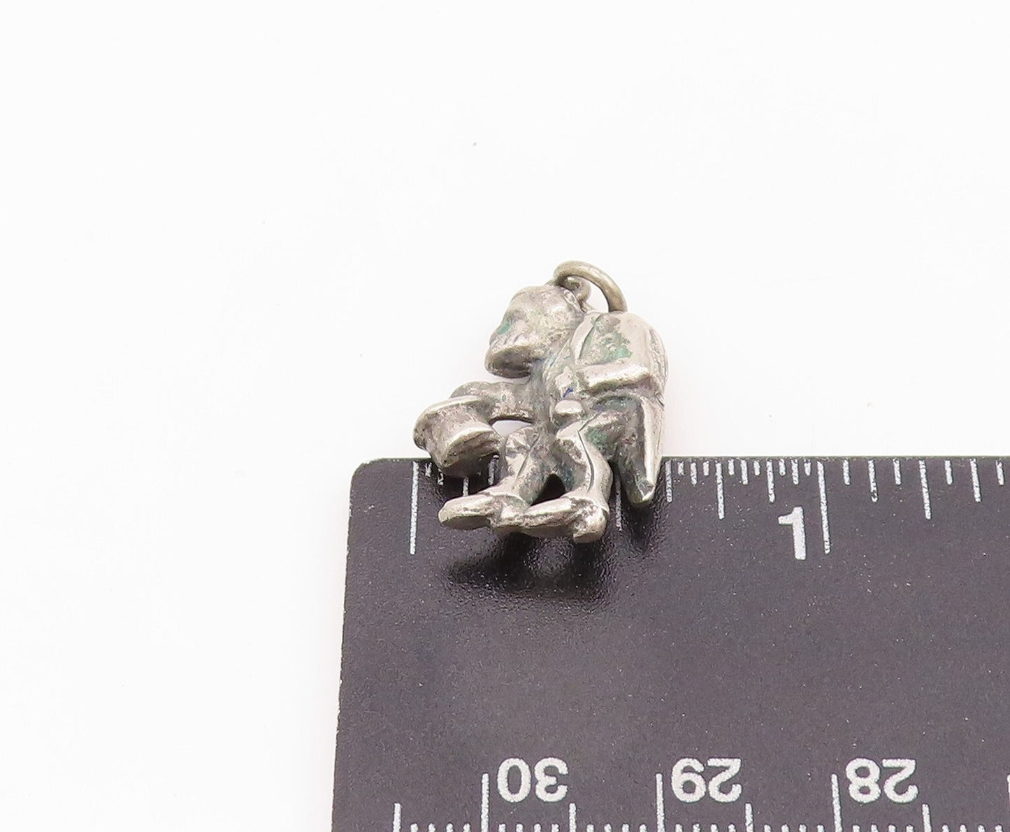 925 Sterling Silver Vintage Pendant Dark Tone Old Man With Hat In Hand PT23931