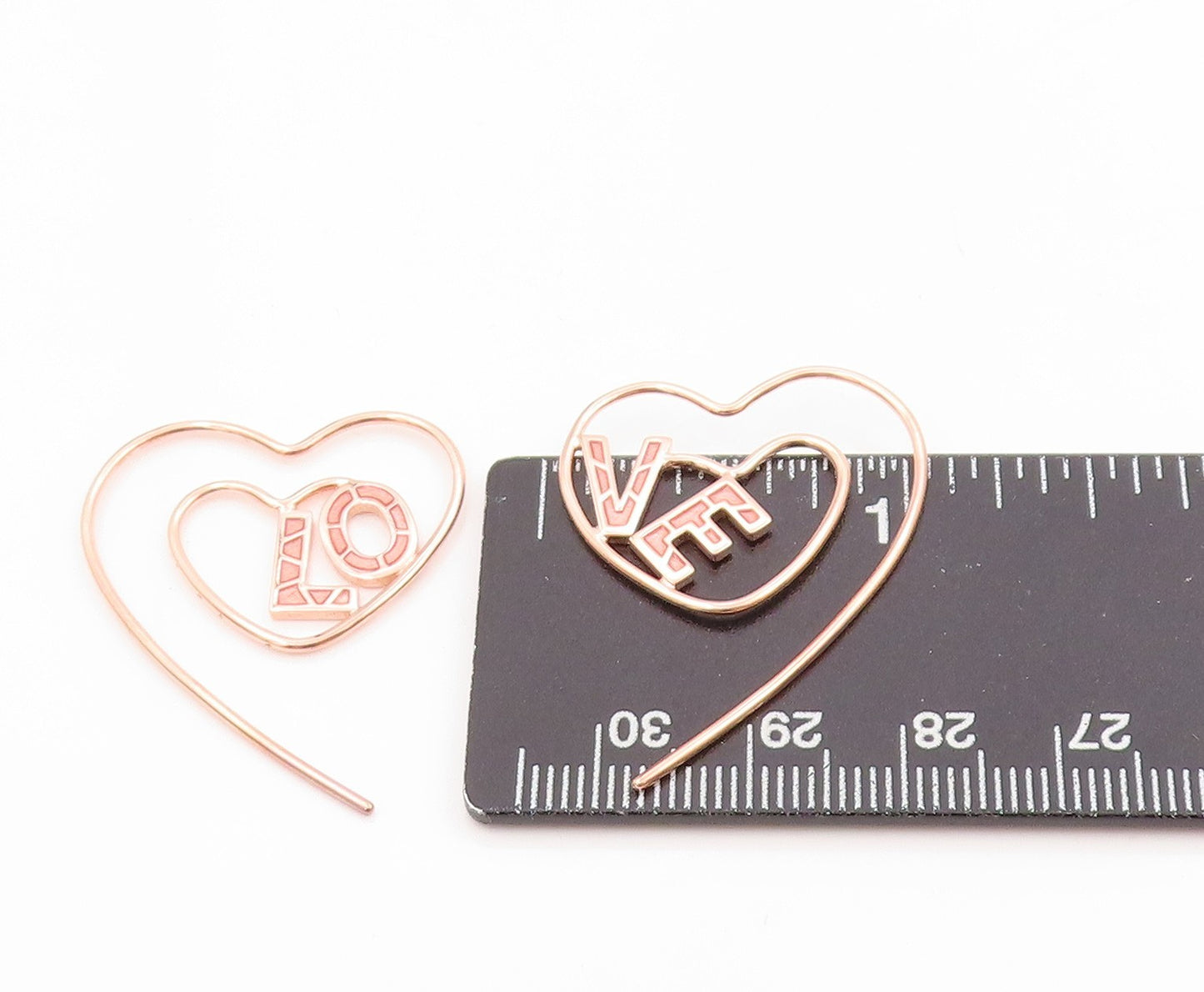 925 Sterling Silver Vintage Earrings Rose Gold Plated Love Heart Strings EG13763