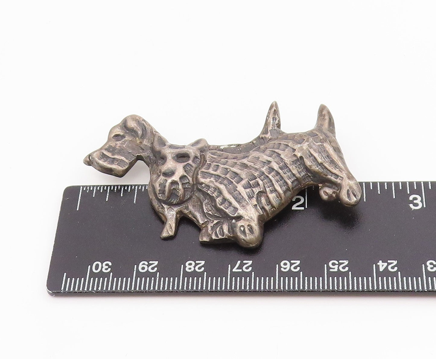 925 Sterling Silver Vintage Brooch Etched Scottish Terrier Dog Figurine BP12158