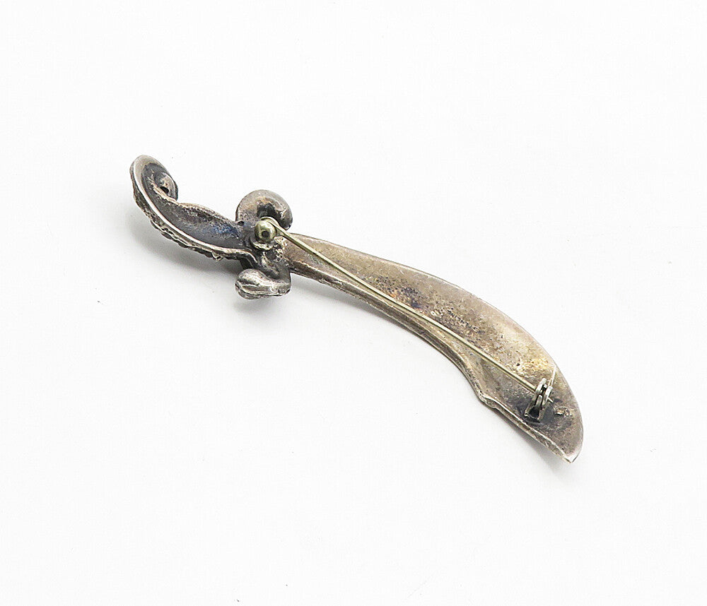 925 Sterling Silver Vintage Dark Tone Dagger Sword Motif Brooch Pin BP3243
