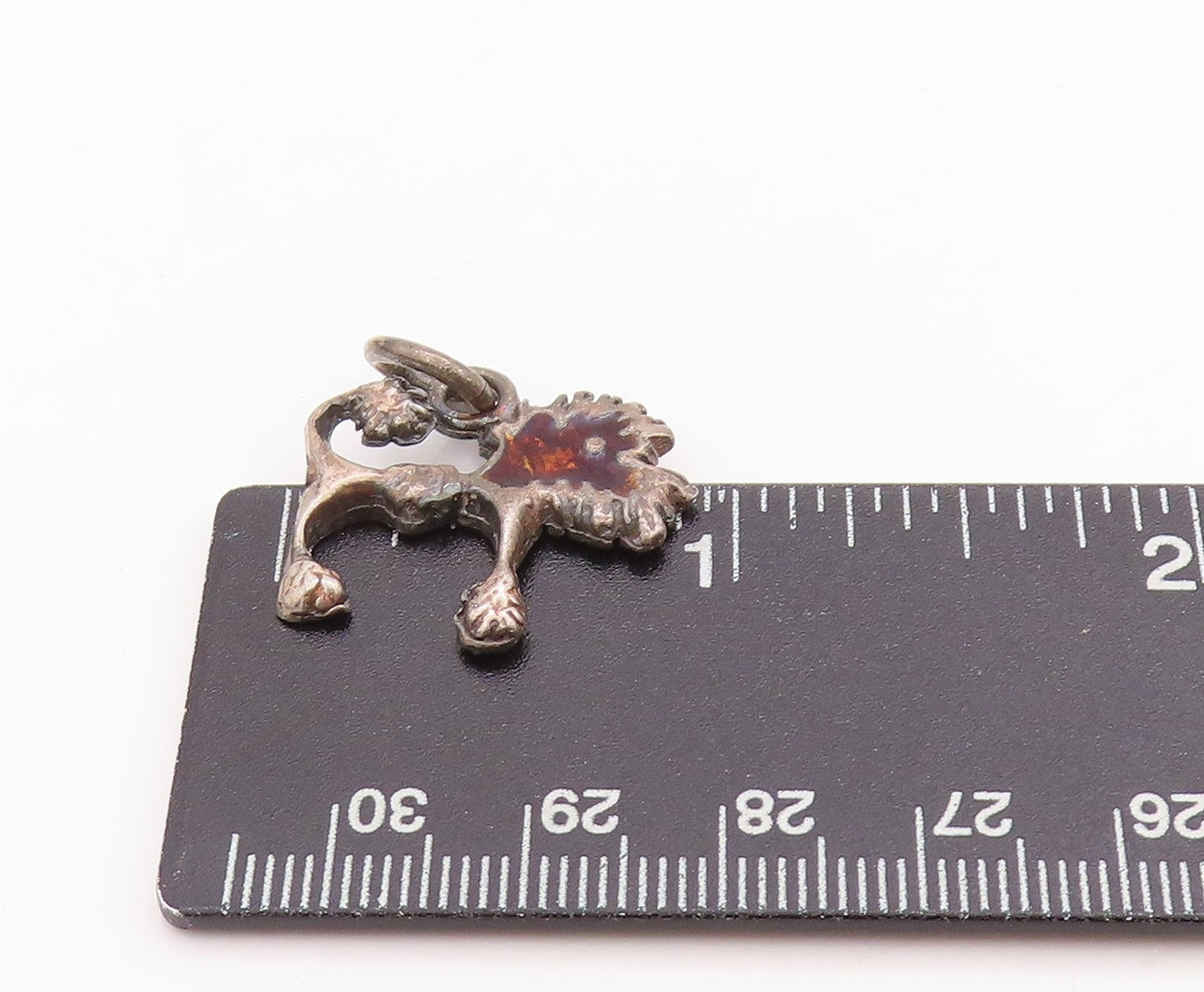 925 Sterling Silver Vintage Pendant Dark Tone Carved Poodle Charm PT24531