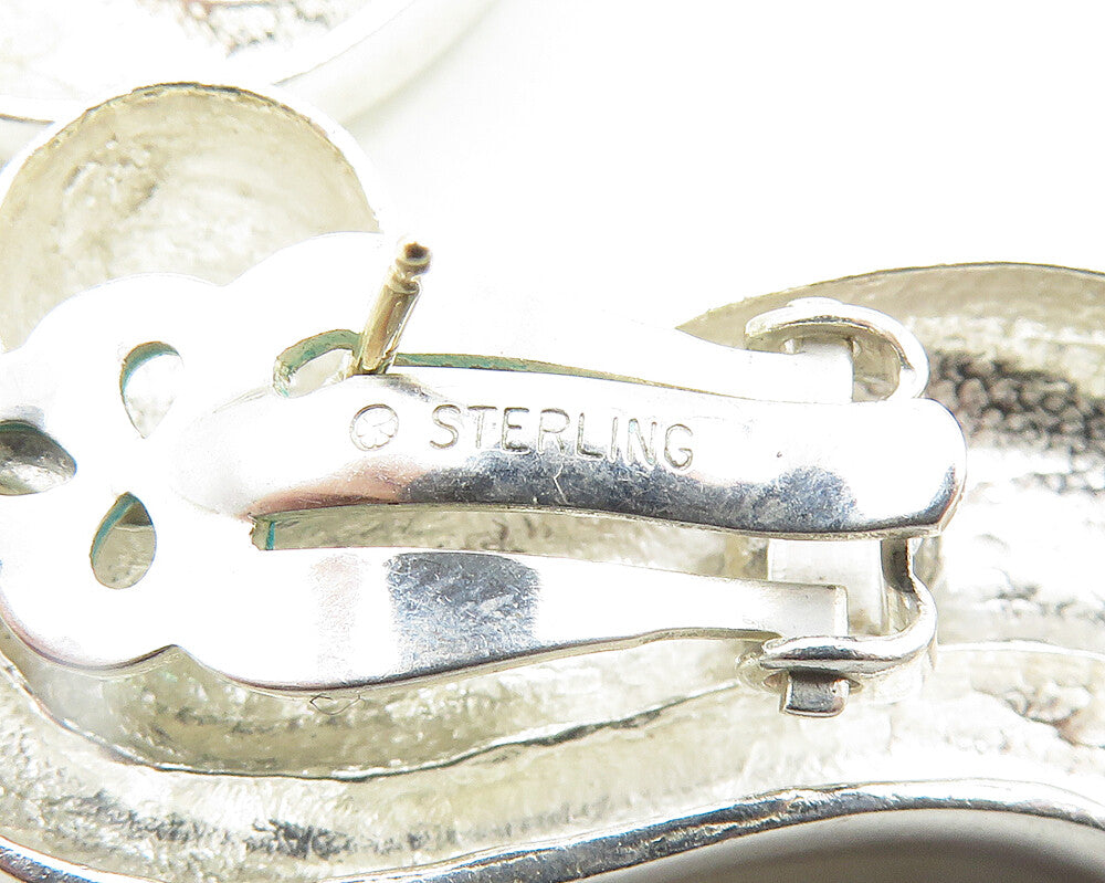 925 Sterling Silver & 14K GOLD Vintage Shiny Swirl Drop Earrings EG5474