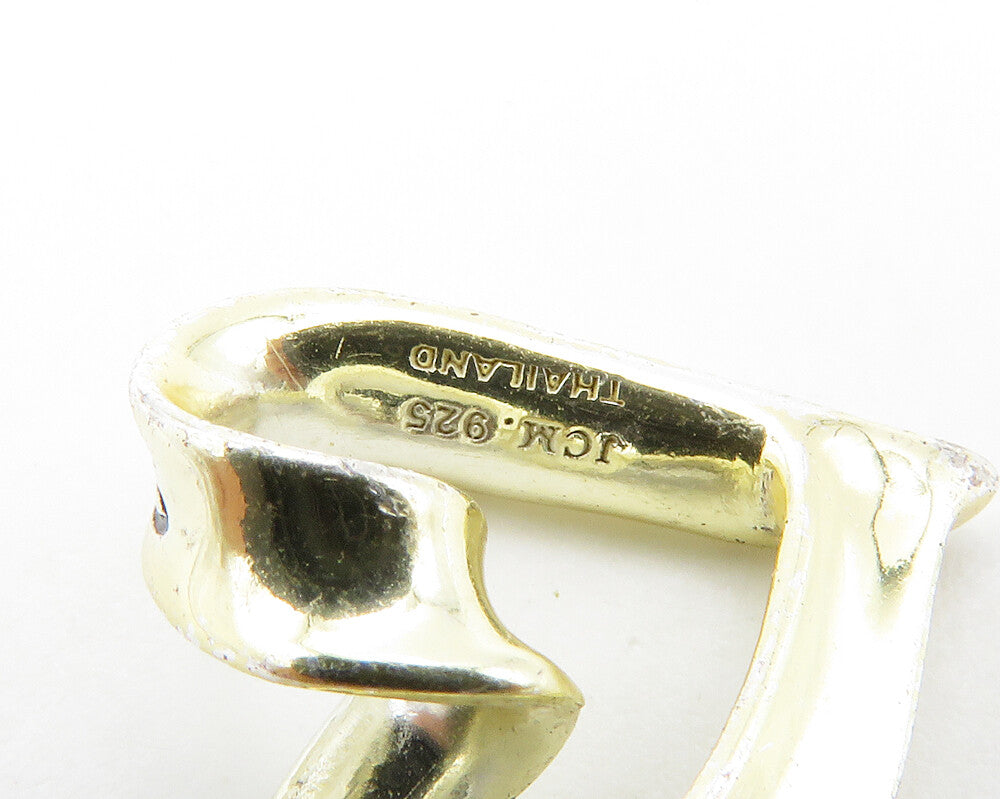925 Sterling Silver Vintage Shiny Open Love Heart Ribbon Pendant PT11368