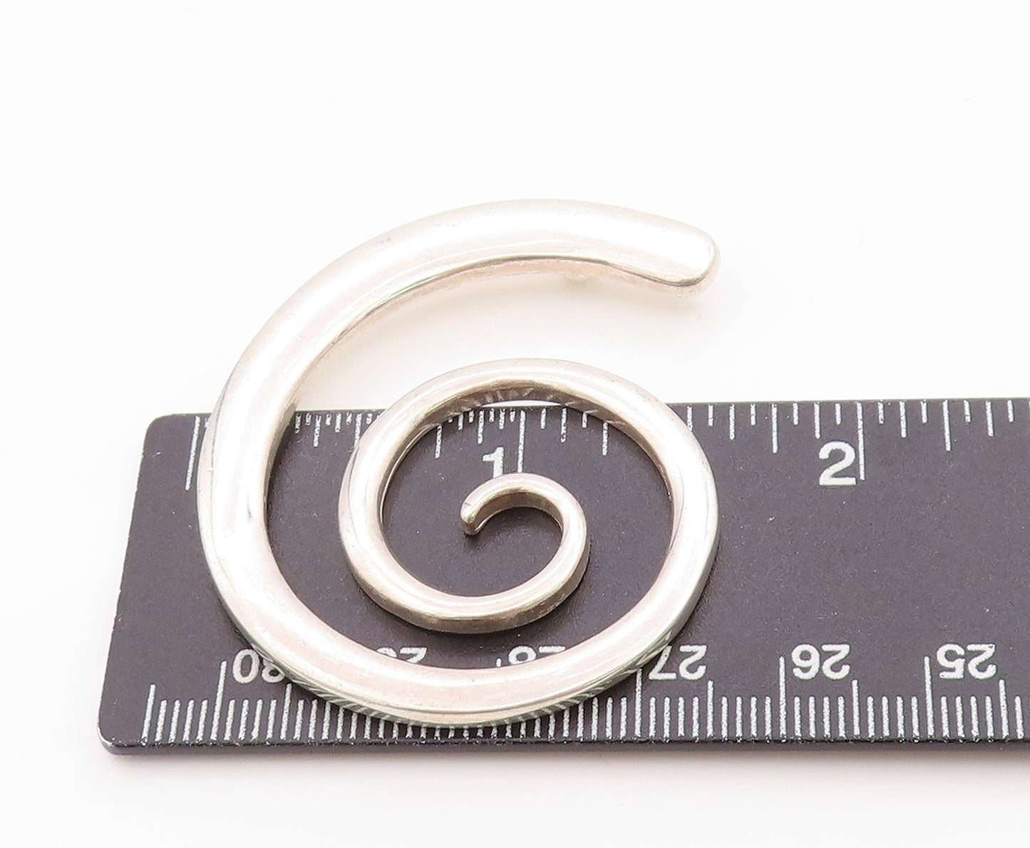 925 Sterling Silver Vintage Pendant Minimalistic Spiral Cutout PT24690