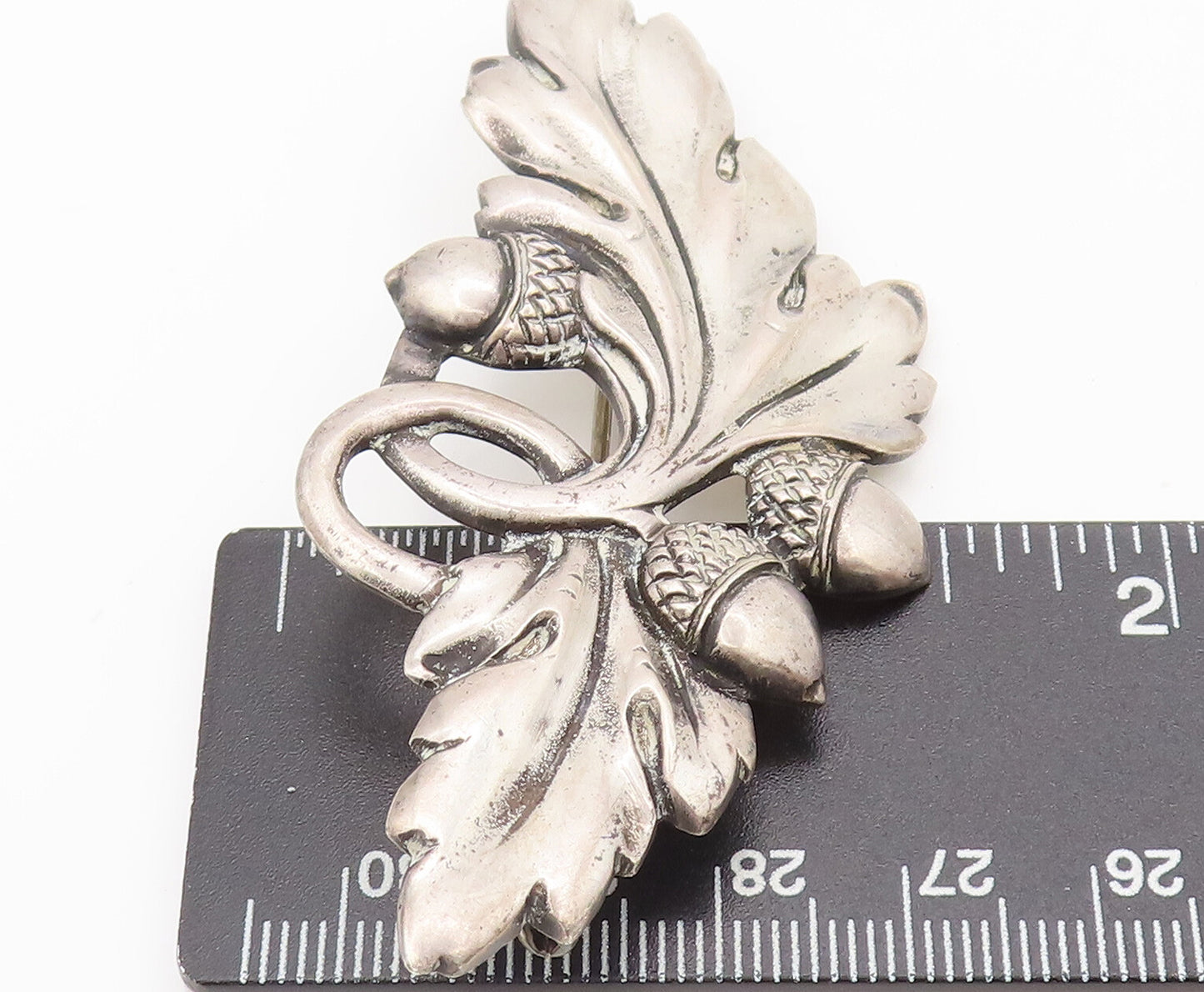 VIKINGCRAFT 925 Sterling Silver Vintage Leafy Nut Antique Brooch Pin BP10498