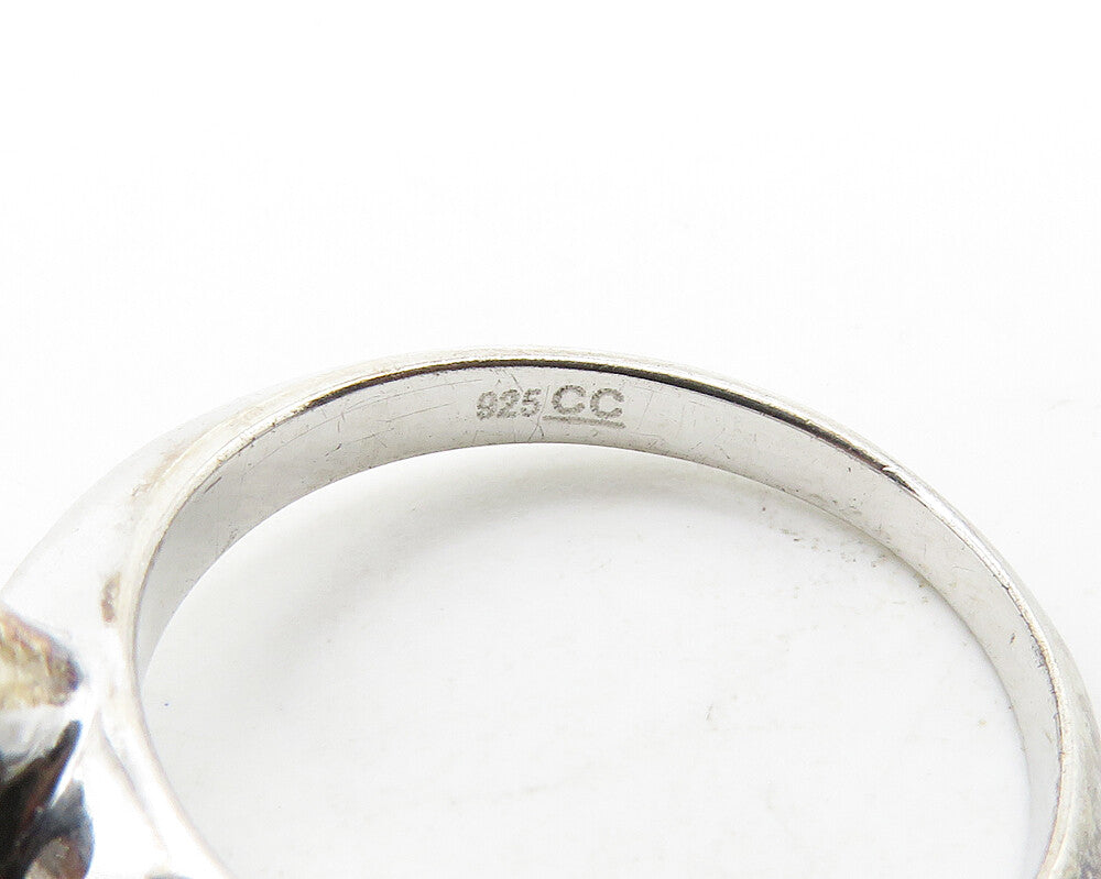 925 Sterling Silver Vintage Shiny Cubic Zirconia Solitaire Ring Sz 7 RG19683