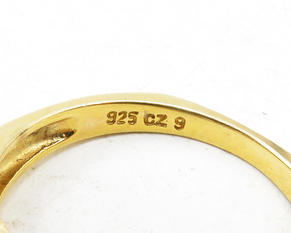 ROSS SIMON 925 Silver Cubic Zirconia Gold Plated Cocktail Ring Sz 9 RG12261