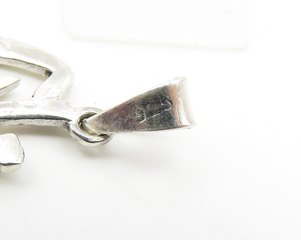 925 Sterling Silver Vintage Shiny Smooth Chinese Character Pendant PT8215
