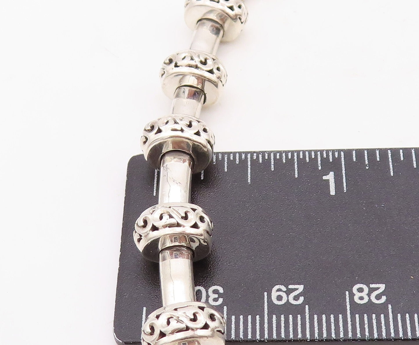 14k Gold 925 Sterling Silver Vintage Necklace KRYPELL Swirly Carved Bead NE4352