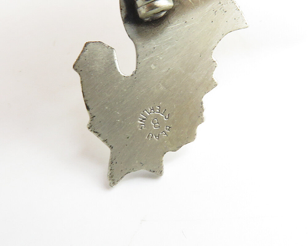 BEAU 925 Sterling Silver Vintage Galloping Horse Motif Brooch Pin BP6952