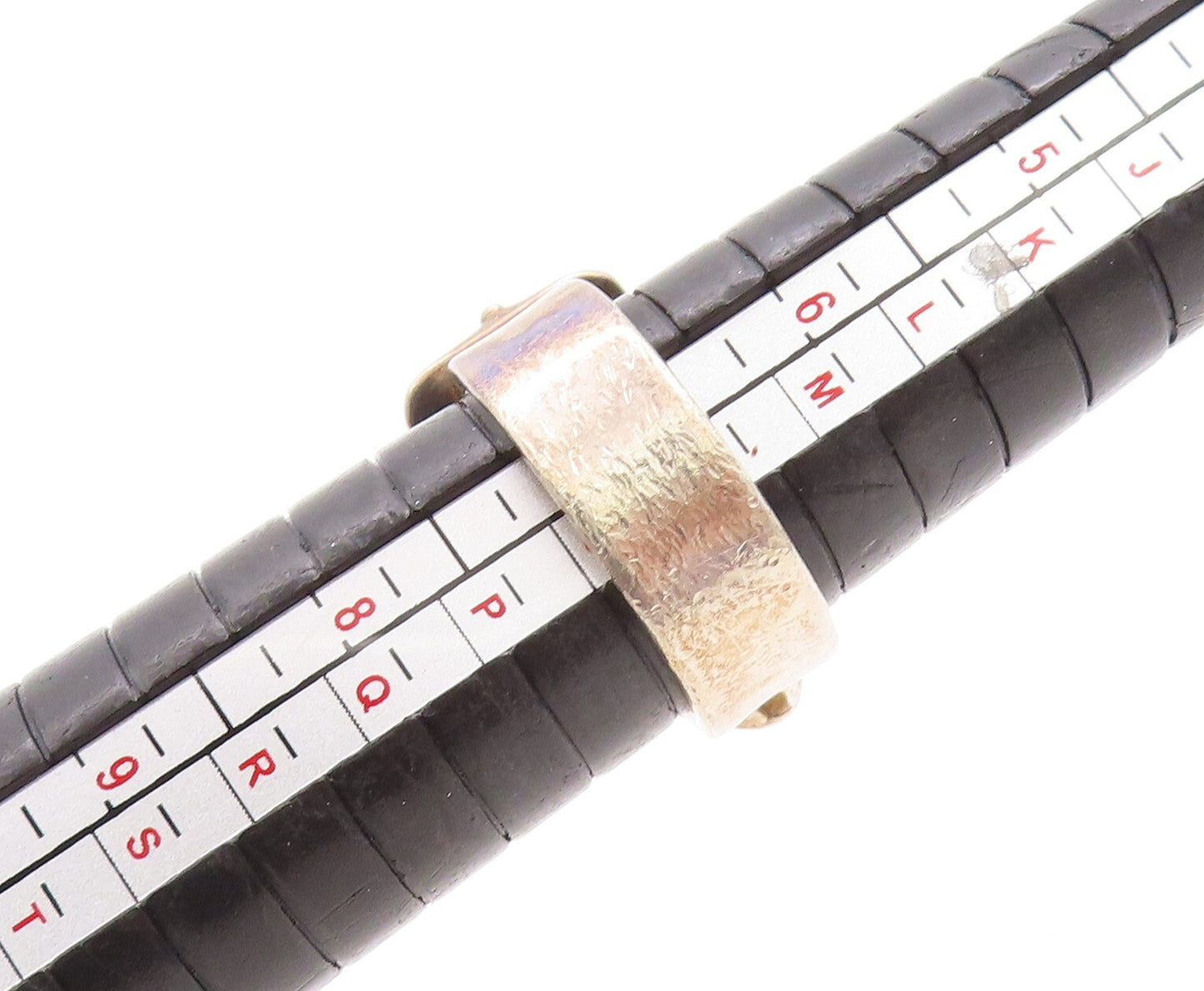 925 Sterling Silver Vintage Ring MEXICO Dark Tone Cutout Belt Sz 7 RG31555