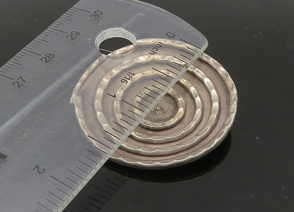 925 Sterling Silver Vintage Shiny Detail Graduated Circles Pendant PT18664