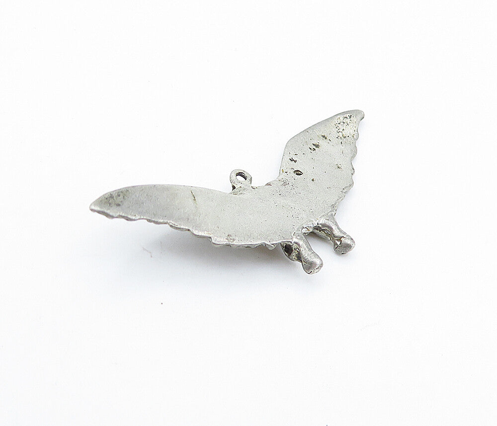 925 Sterling Silver Vintage Antique Oxidized Flying Dragon Pendant PT4089