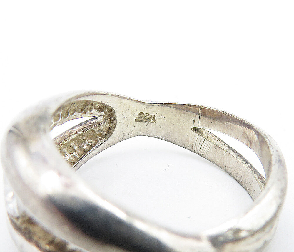 925 Sterling Silver Vintage Cubic Zirconia Shiny Split Band Ring Sz 7 RG5186