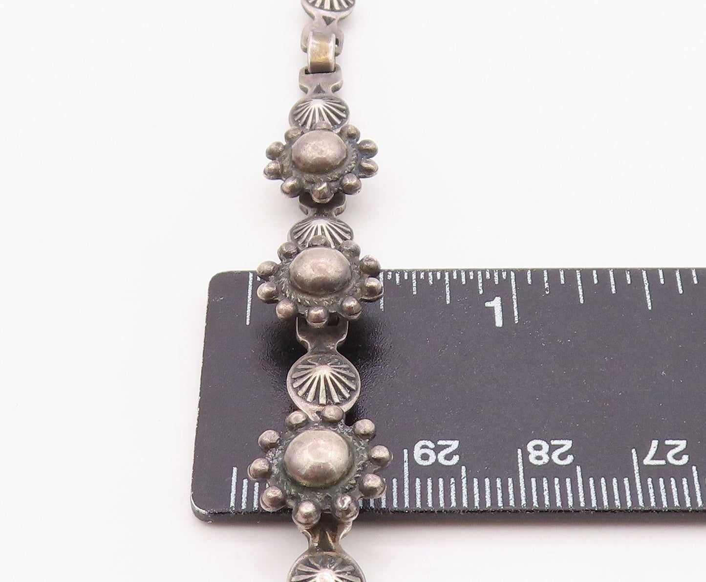 925 Sterling Silver Vintage Bracelet Classic Sunburst & Floral Chain BT12137