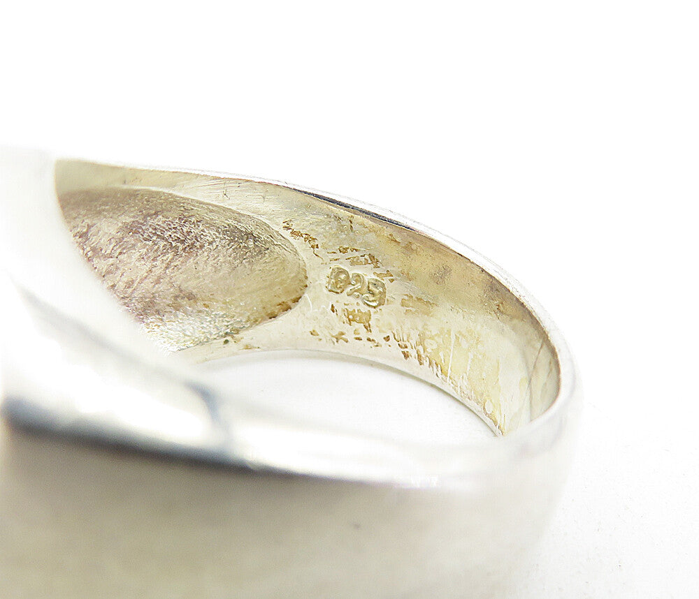 925 Sterling Silver Vintage Mother Of Pearl Shiny Cocktail Ring Sz 7.5 RG6030