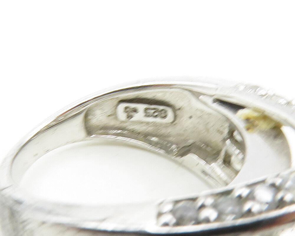 925 Sterling Silver Sparkling Cubic Zirconia Cocktail Ring Sz 5 RG17191