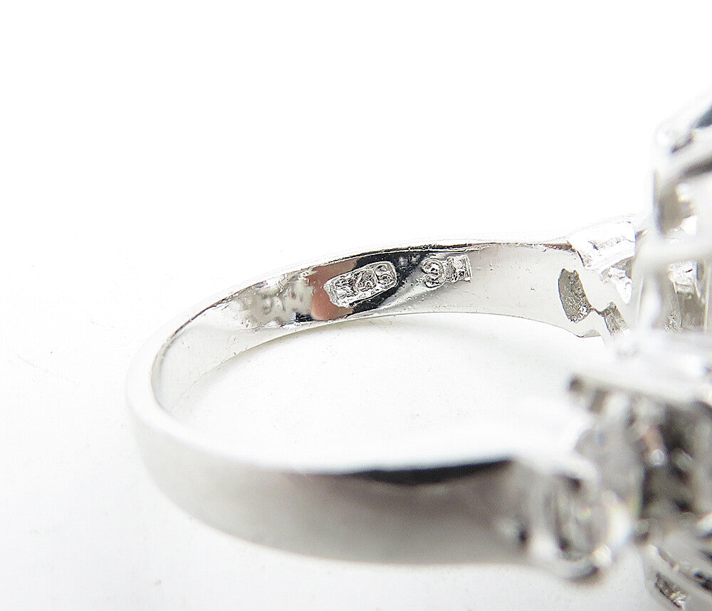 925 Sterling Silver Sparkling Cubic Zirconia Floral Cocktail Ring Sz 6 RG5282