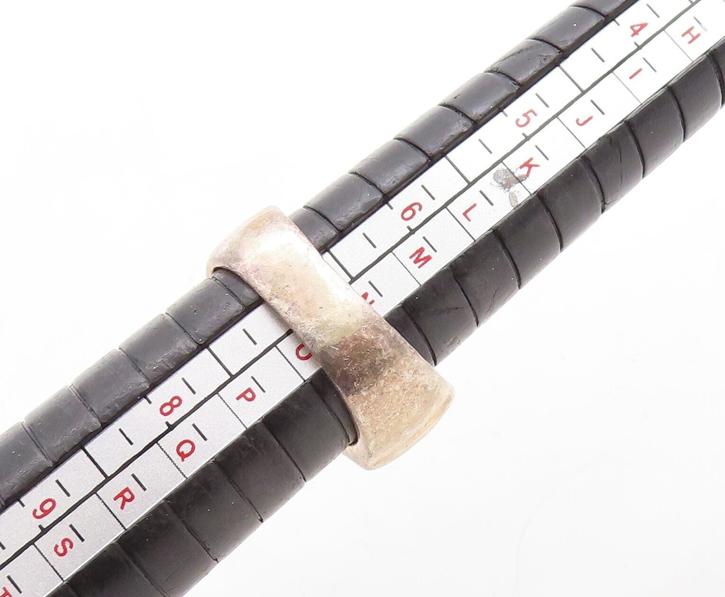 925 Sterling Silver Vintage Ring Dark Tone Minimalist u Cutouts Sz 6 RG31395