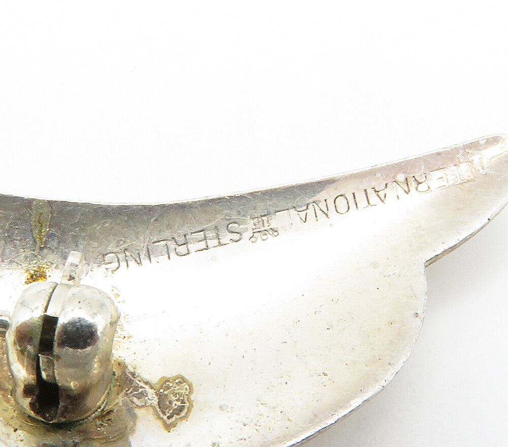 INTERNATIONAL 925 Silver Vintage Dolphin Silhouette Shiny Brooch Pin BP5991