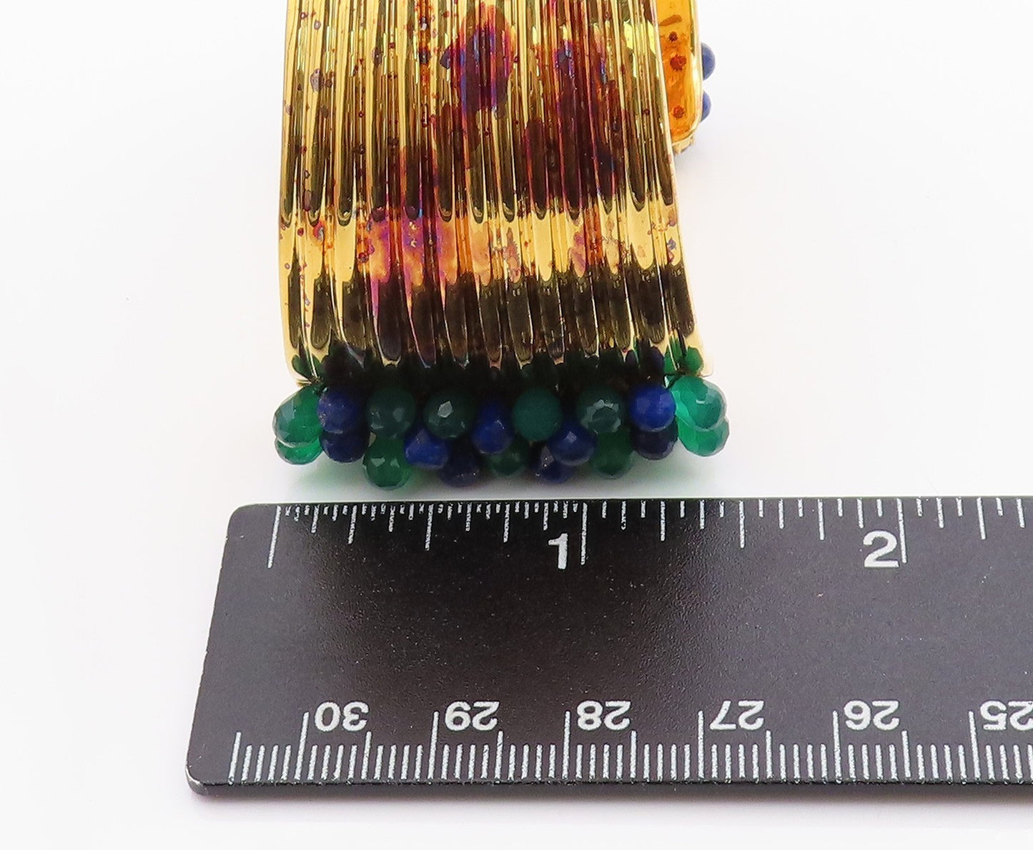 925 Sterling Silver Vintage Bracelet Gold Plated Sapphire Emerald Topaz BT11344