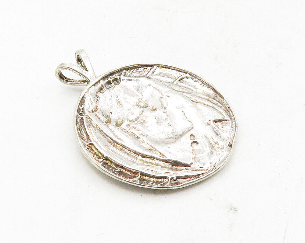 925 Sterling Silver Vintage Shiny Gladiator Face Profile Pendant PT7888