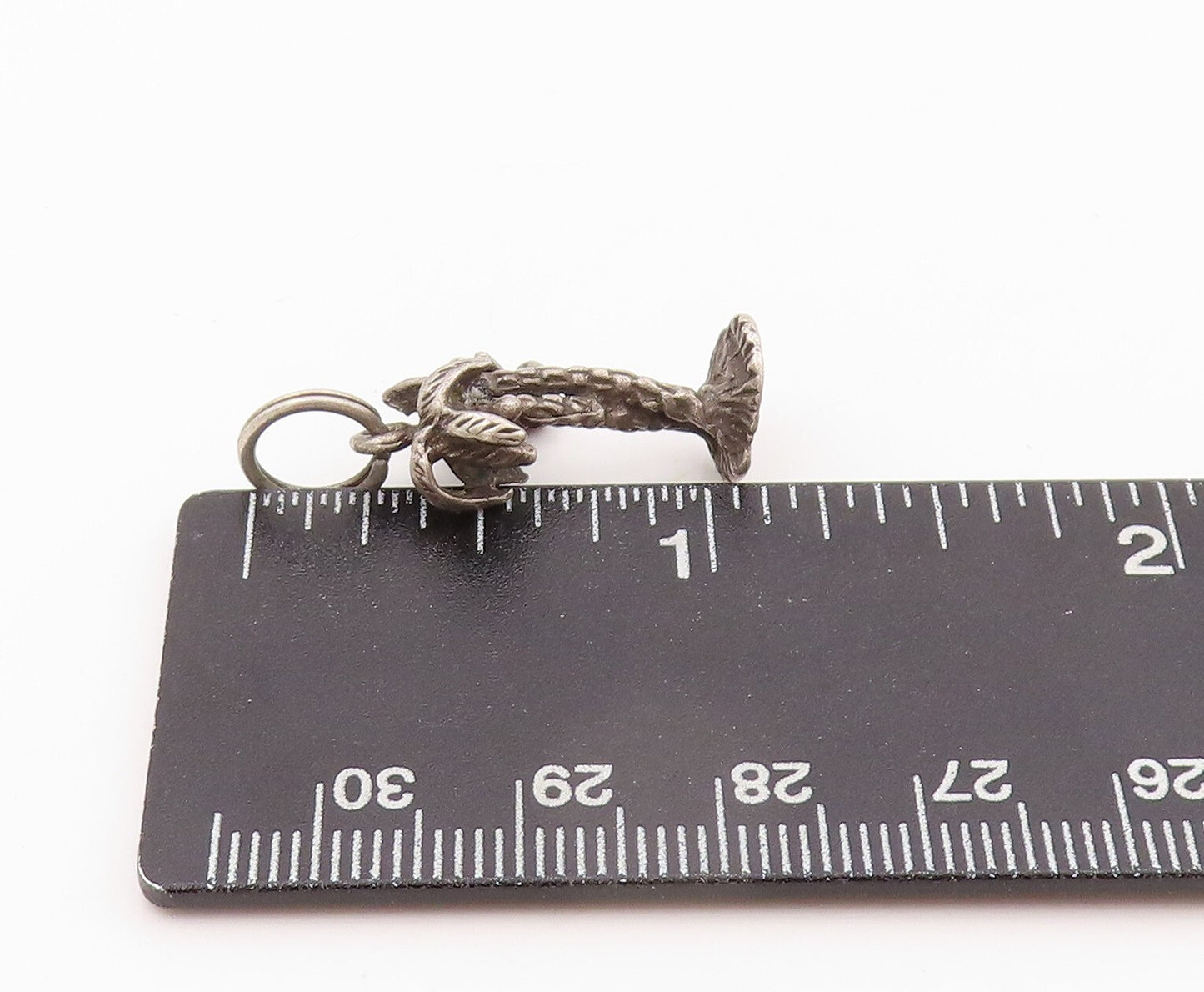 925 Sterling Silver Vintage Pendant Dark Tone Cutout Coconut Tree Charm PT23919
