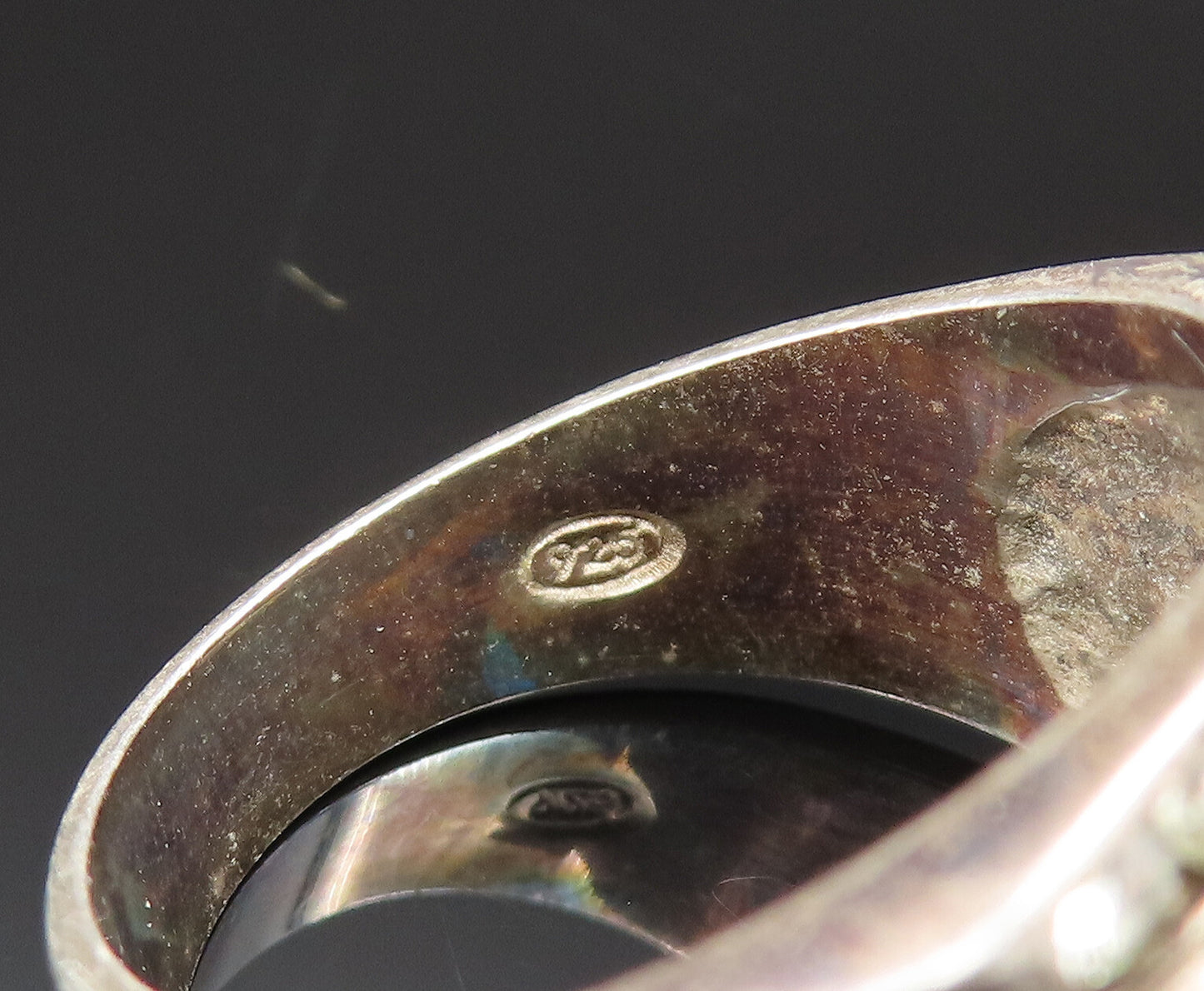 925 Sterling Silver Vintage Sapphire & Cubic Zirconia Ring Sz 10.5 RG25455