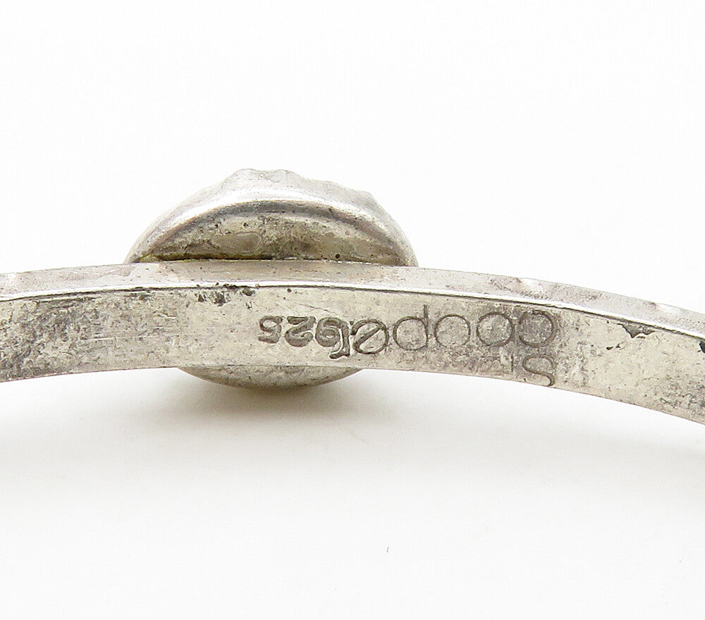 S. COOPER 925 Sterling Silver Vintage Faceted Labradorite Cuff Bracelet BT6348