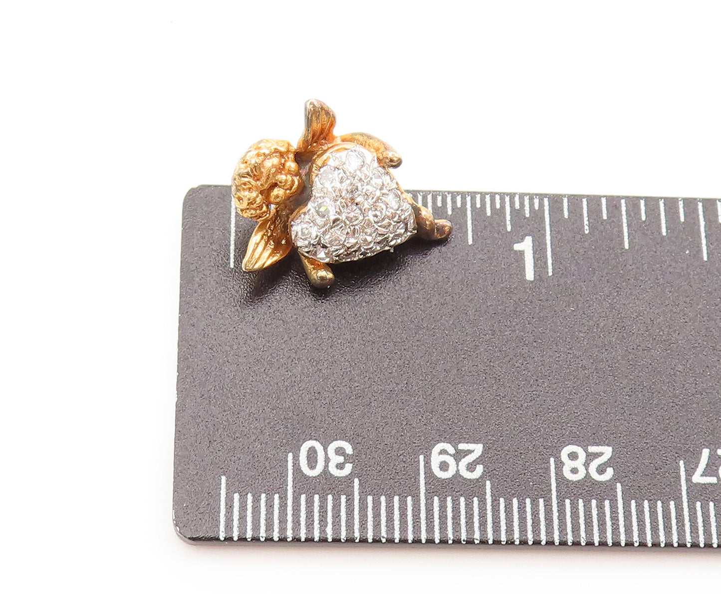 ROSS SIMONS 925 Sterling Silver Vintage Flying Fairy With CZ Heart Pin TR3637