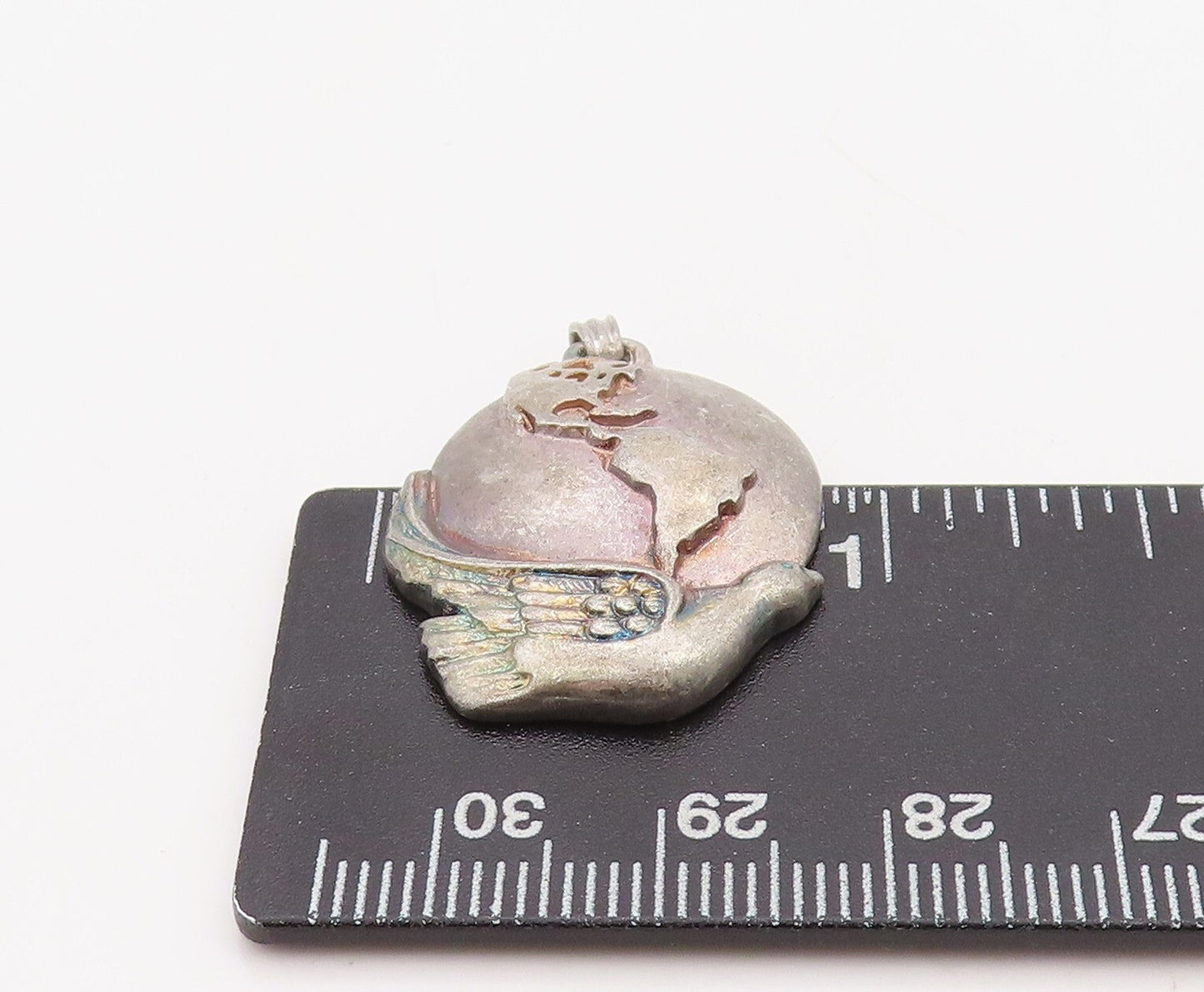 925 Sterling Silver Vintage Pendant GORHAM Carved Globe On A Dove PT23540