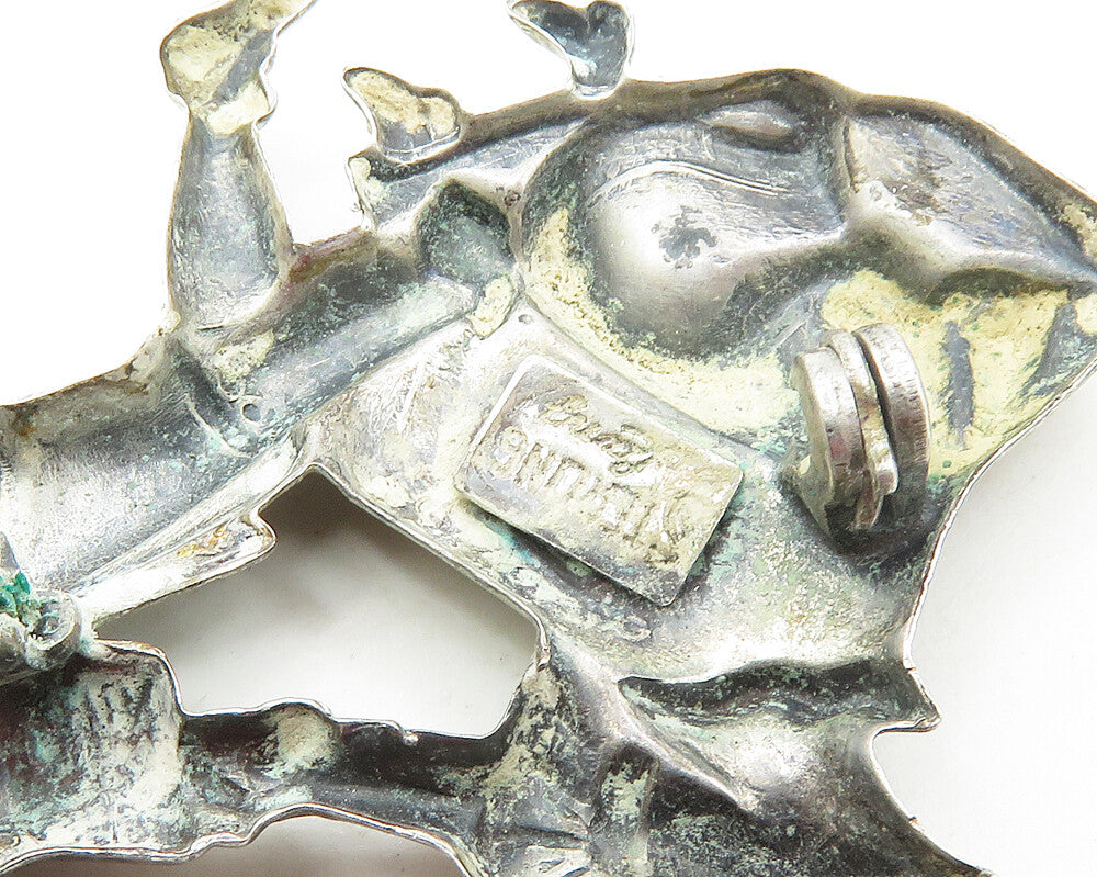 LANG 925 Sterling Silver Vintage Dancing Couple Motif Brooch Pin BP6757