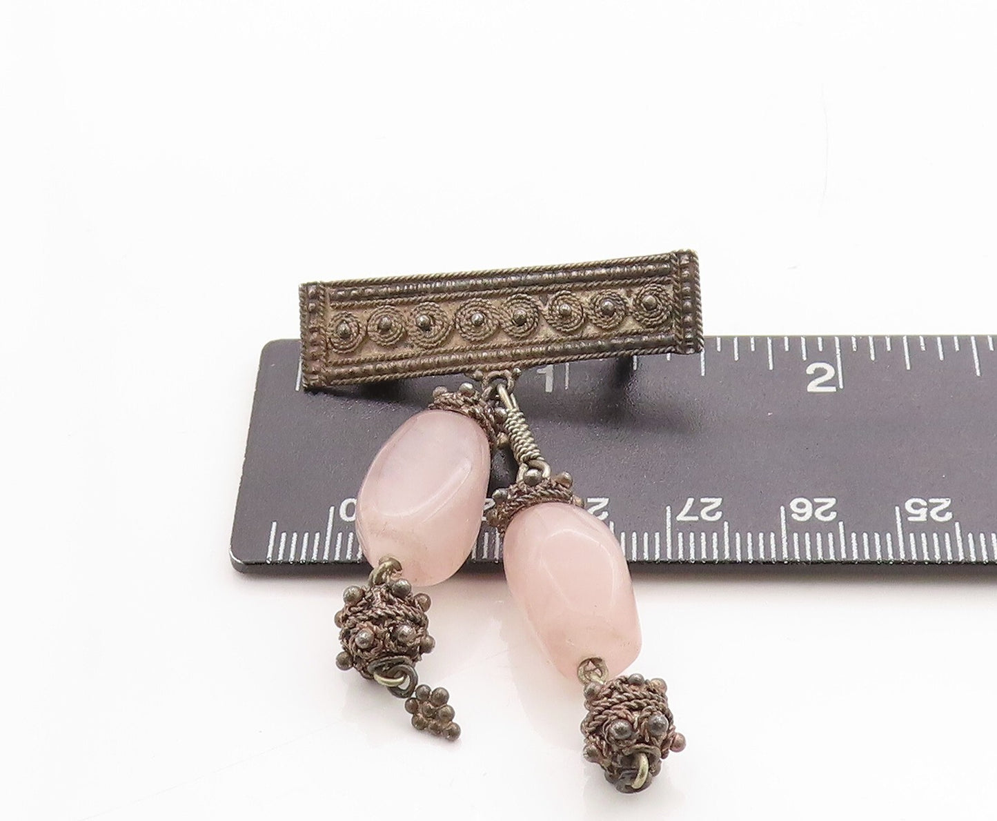 925 Sterling Silver Vintage Brooch Pin ISRAEL Dangling Gemstones BP11368