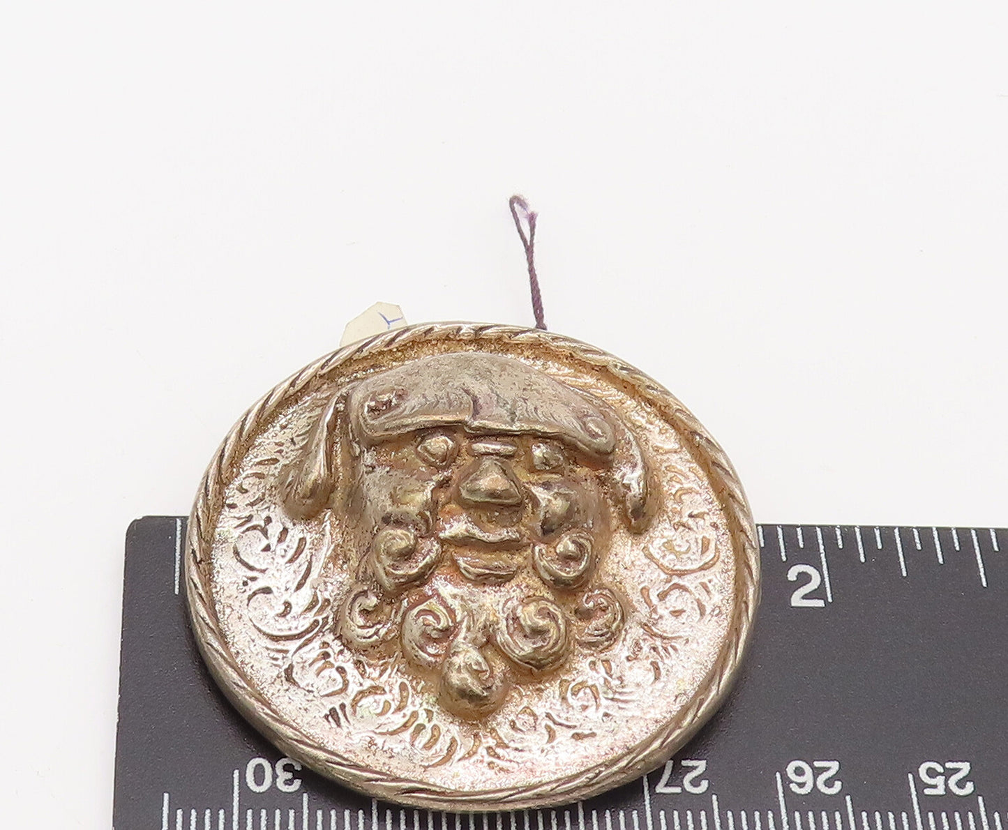 925 Sterling Silver Vintage Solid Carved Antique Lion Face Brooch Pin BP10528