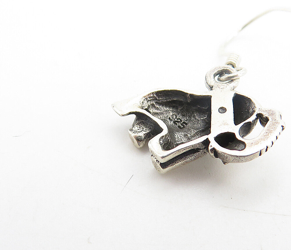 925 Sterling Silver Vintage Shiny Petite Elephant Dangle Earrings EG3342