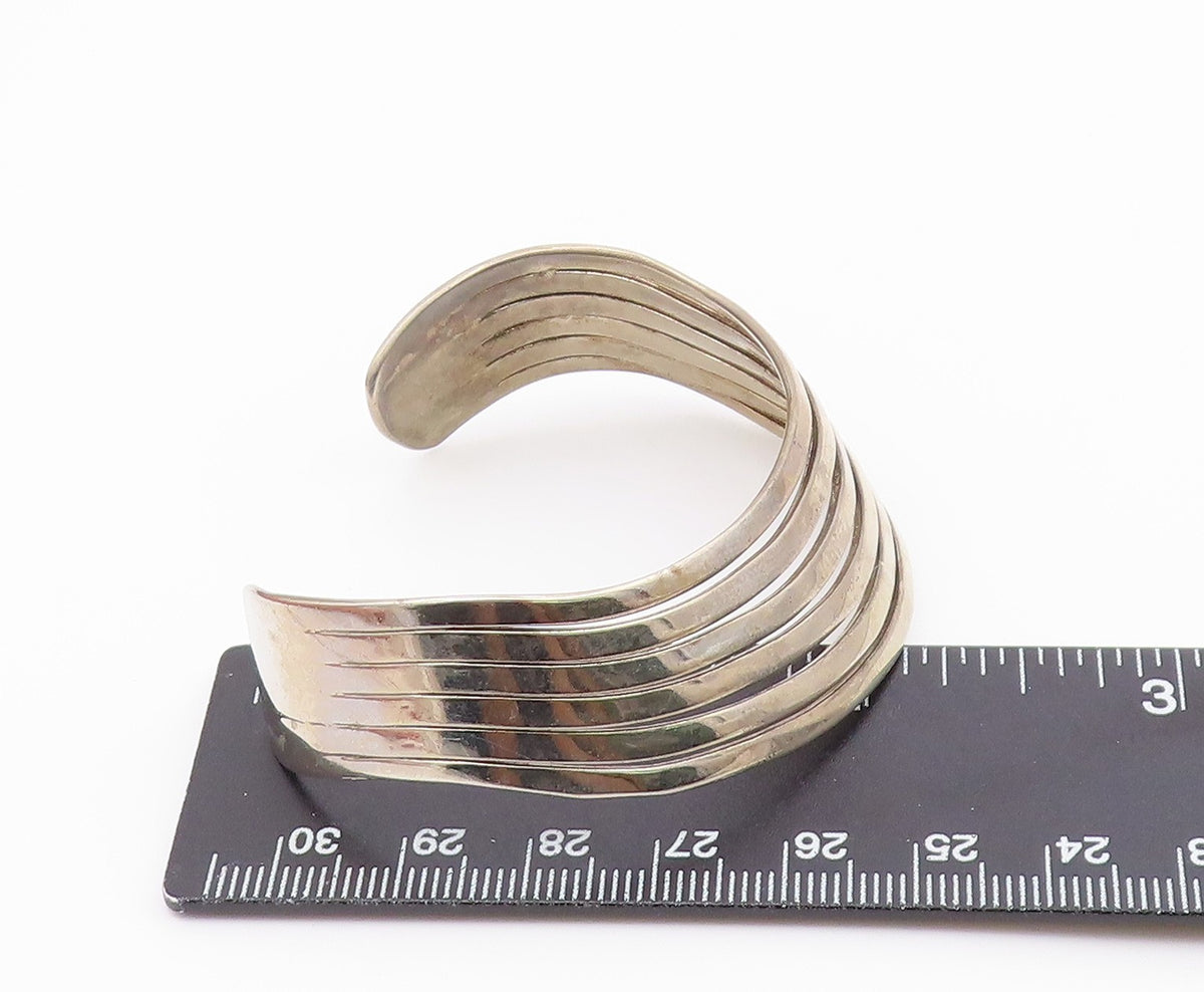 925 Sterling Silver Vintage Bracelet Cutout Split Band Solid Cuff BT10277