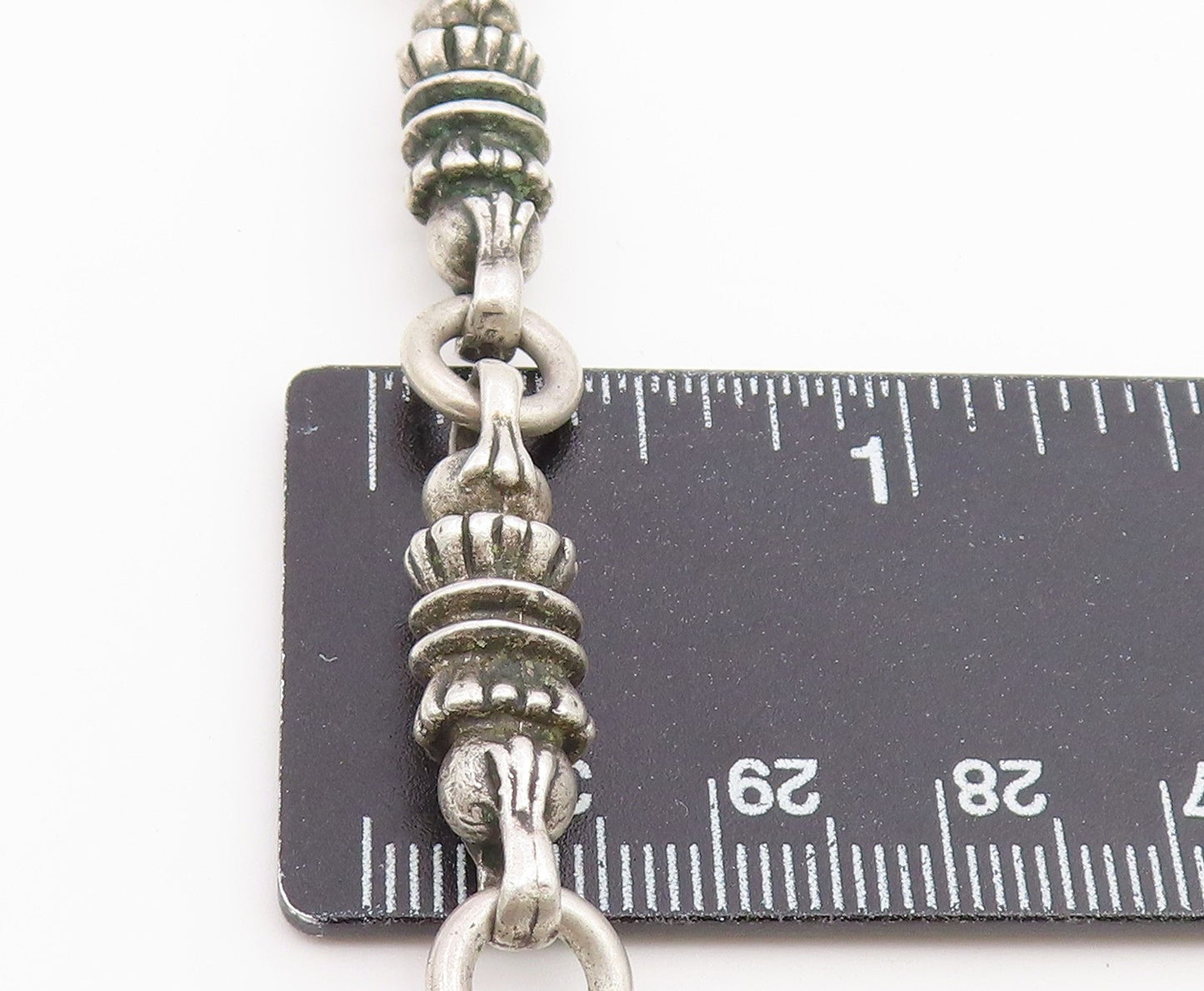 925 Sterling Silver Vintage Necklace MEXICO Barrel Link Long Chain HEAVY NE4893