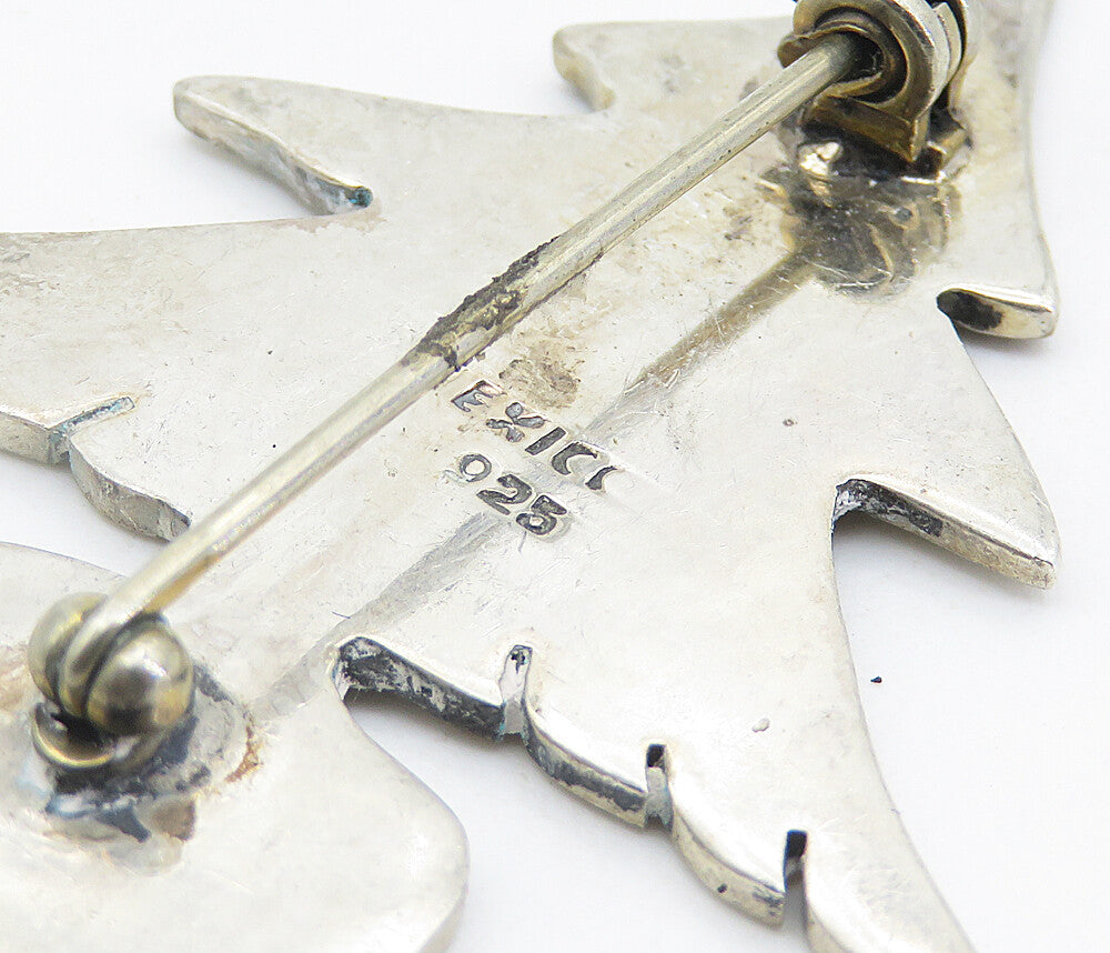 MEXICO 925 Sterling Silver Vintage Christmas Tree Motif Brooch Pin BP2888