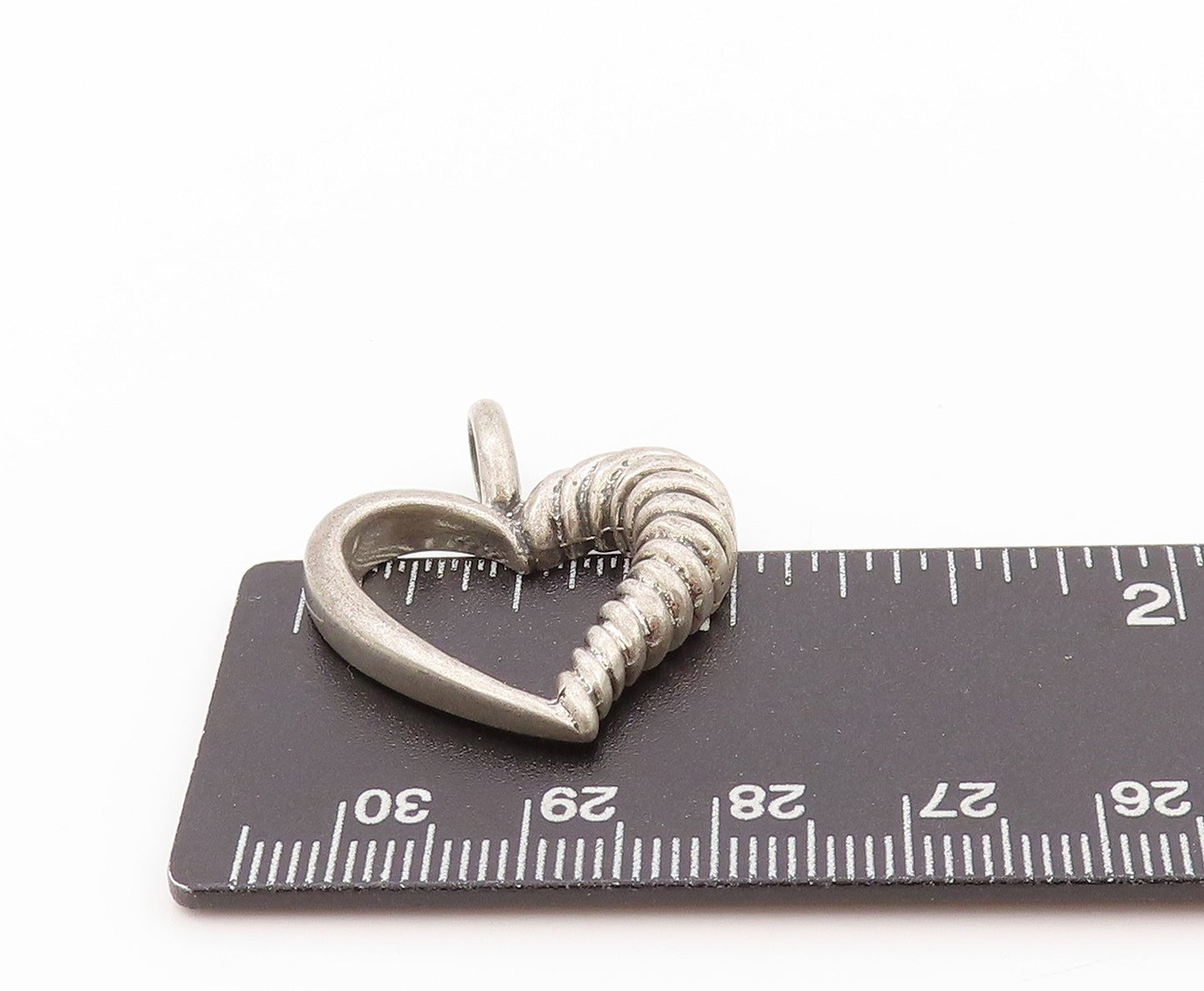 925 Sterling Silver Vintage Pendant Dark Tone Roped Cutout Heart PT24118