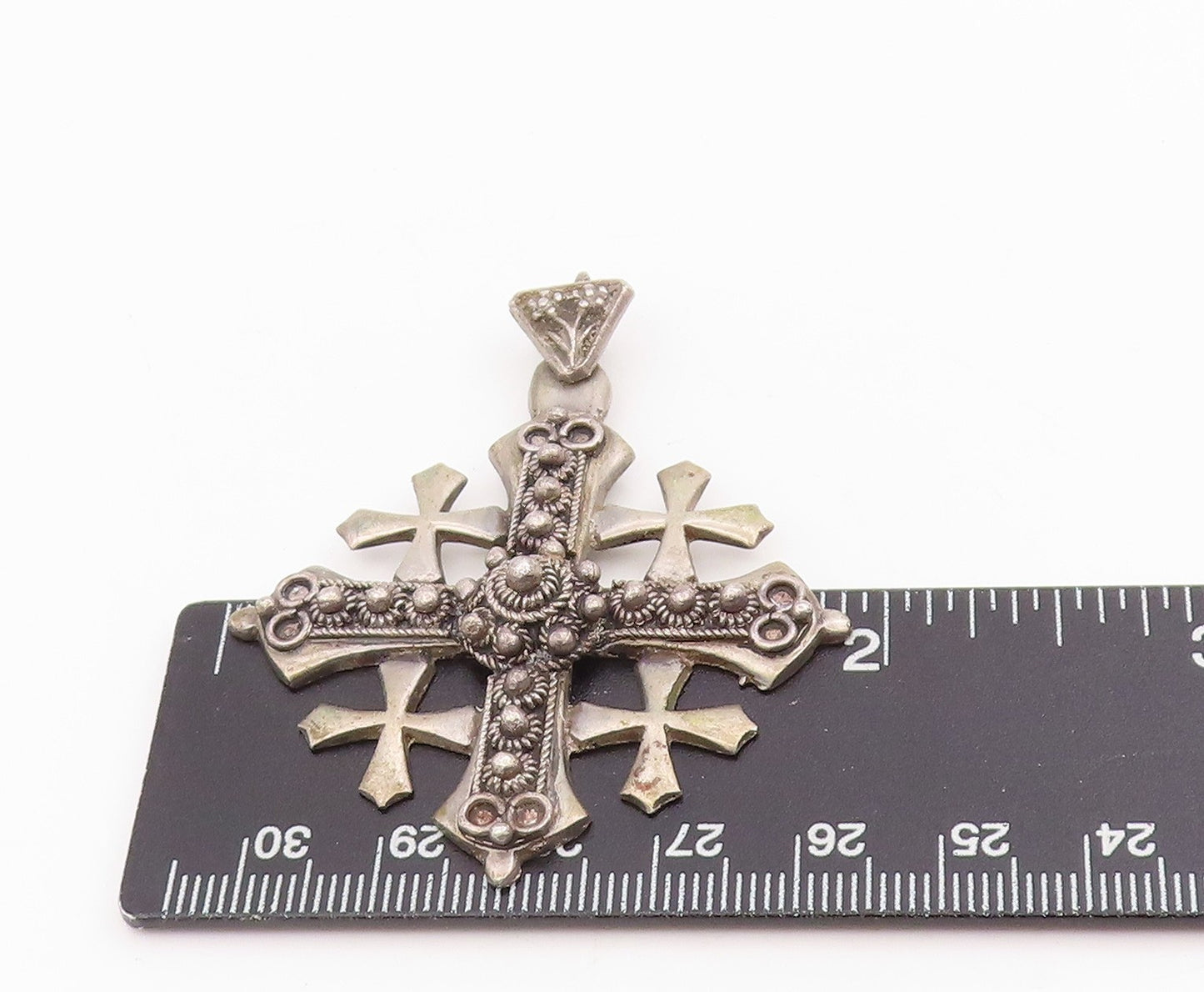 925 Sterling Silver Vintage Pendant Jerusalem Five Fold Religious Cross PT25774