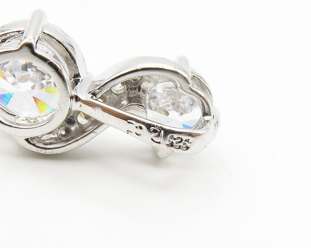 ROSS SIMON 925 Silver Sparkling Cubic Zirconia 2 Stone Swirl Pendant PT11461