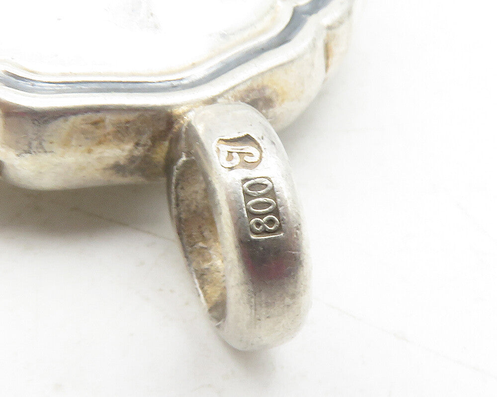 925 Sterling Silver Vintage Shiny Smooth Hollow Round Drop Pendant PT9699