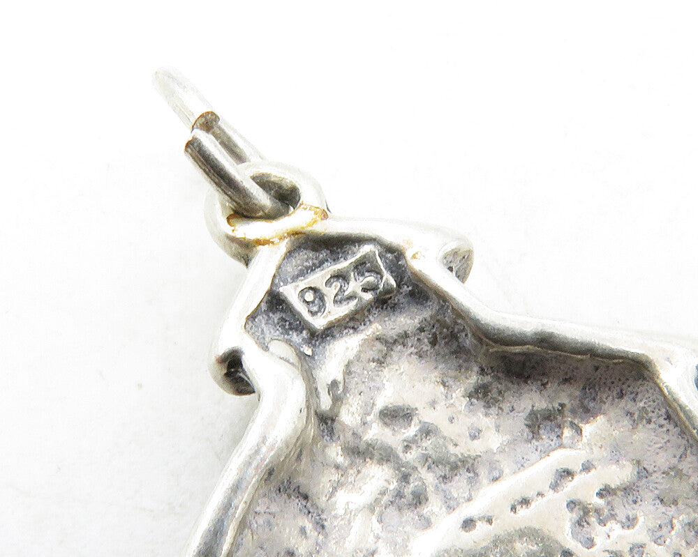 925 Sterling Silver Vintage Petite Etched School House Drop Pendant PT10083