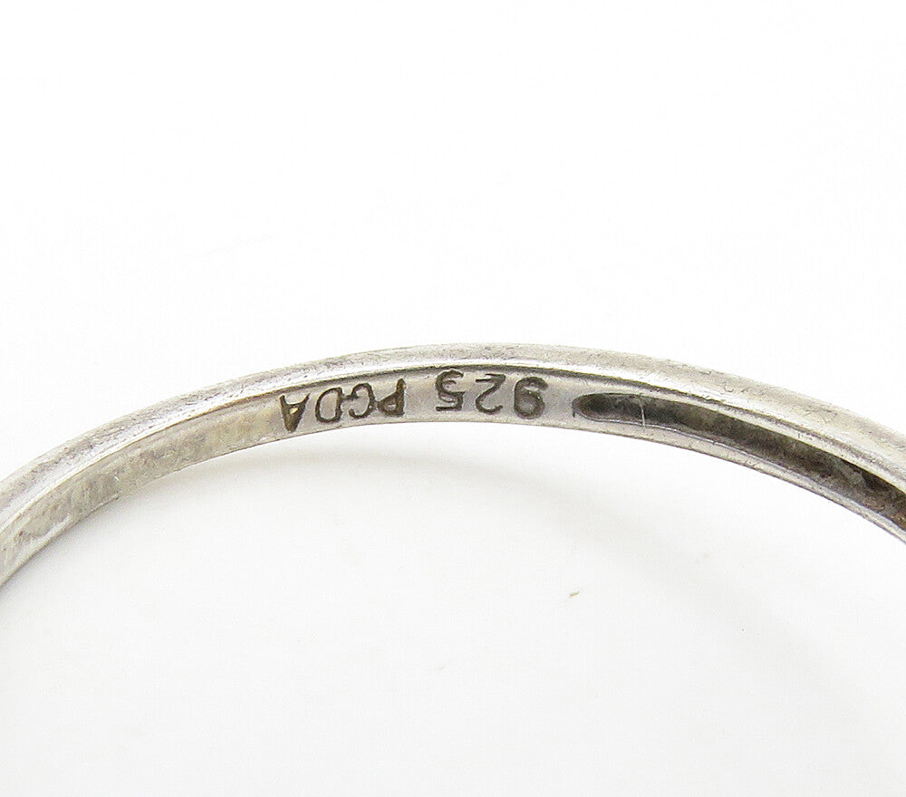 PAGODA 925 Silver Vintage Genuine Diamonds Butterfly Band Ring Sz 6.5 RG17038