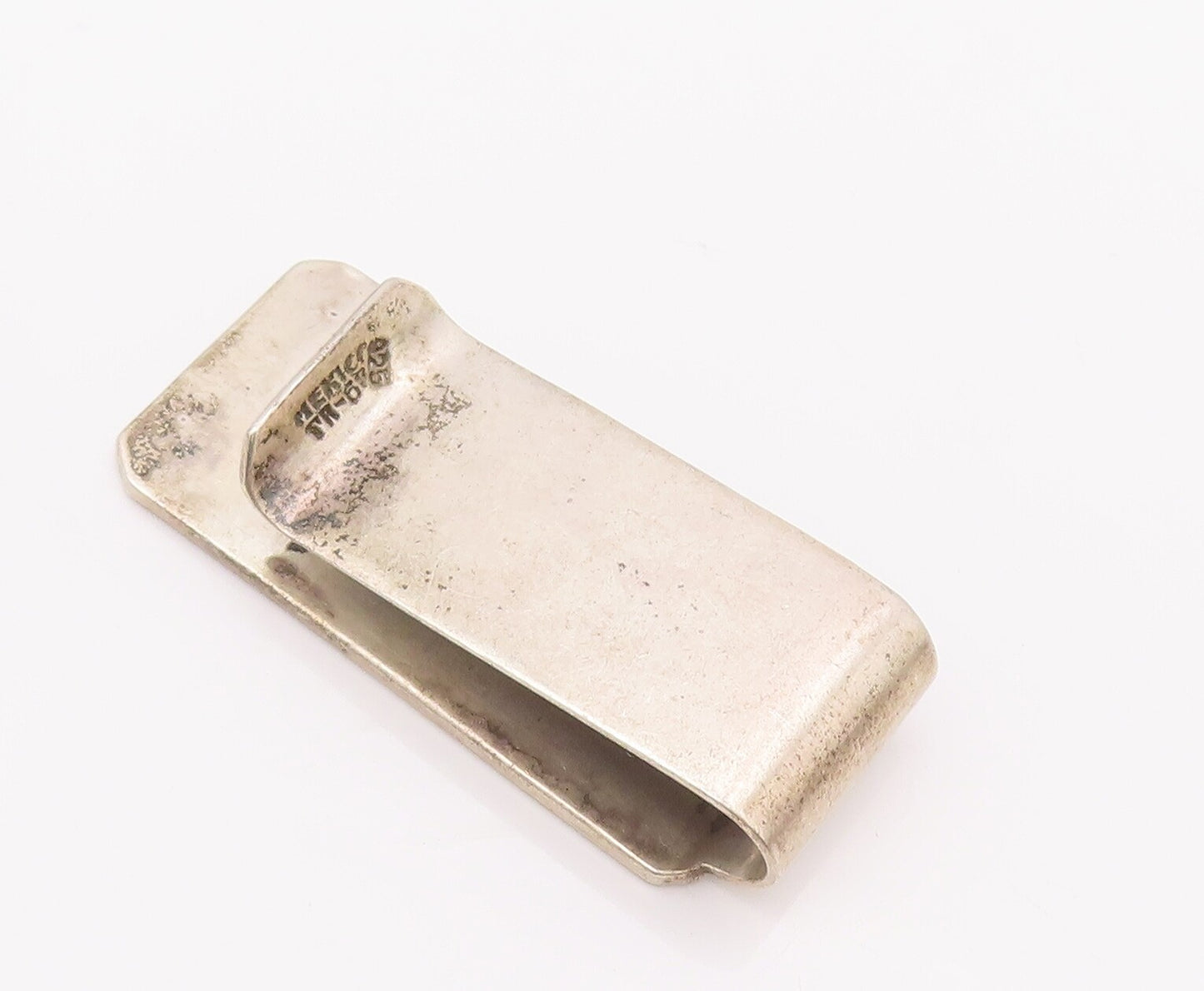 925 Sterling Silver Vintage Money Clip MEXICO Ancient Etched Rectangular TR3739