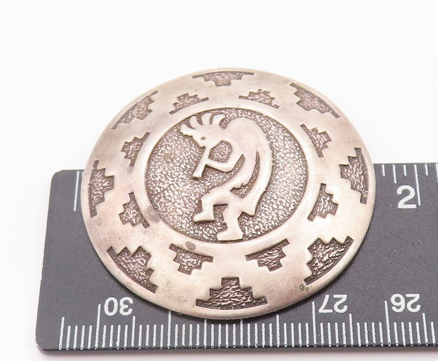925 Sterling Silver Vintage Brooch Pin NAVAJO Aztec Carved Tribal Man BP10688