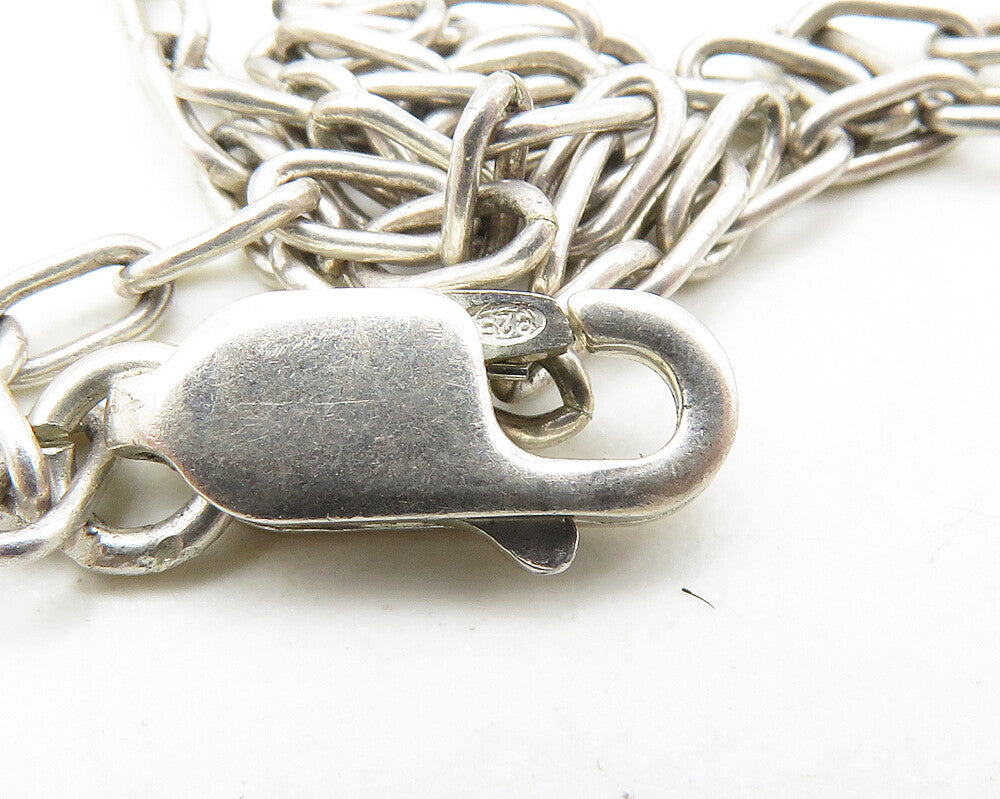 925 Sterling Silver Vintage Smooth Brown Agate Chain Necklace NE2876