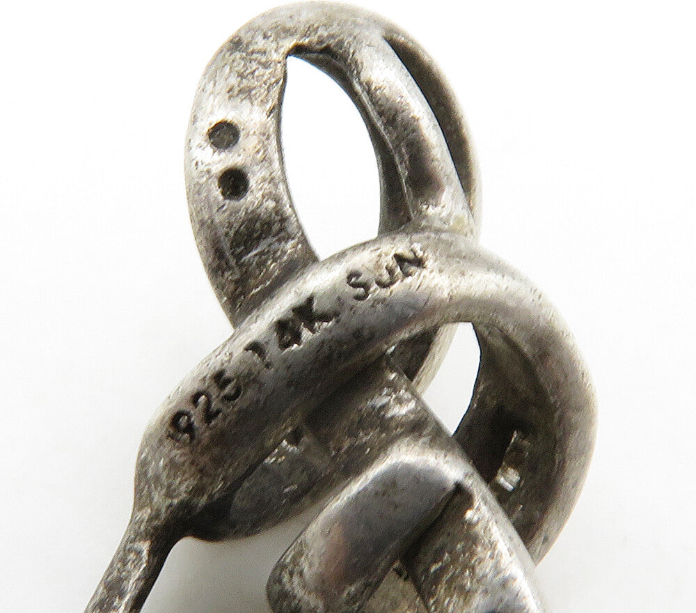 925 Sterling Silver Vintage Genuine Diamonds 2 Tone Infinity Pendant PT13124