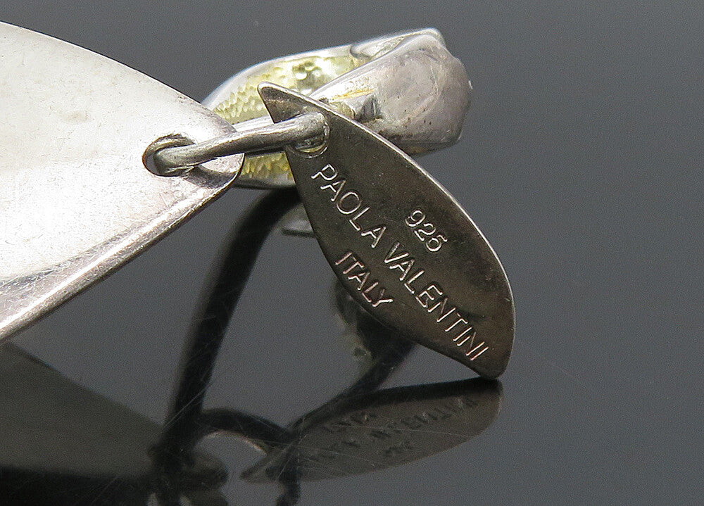 PAOLA VALENTINI 925 Sterling Silver Vintage Pointed Oval Pendant PT17048