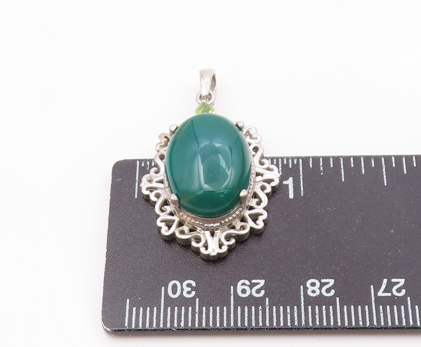 KARIS 925 Sterling Silver Carnelian & Peridot Accent Drop Pendant PT6519